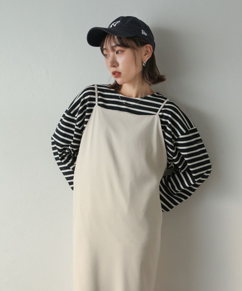 Chillfar(チルファー)の「ロングキャミワンピース(ワンピース・レディース・グレー/ブラック/カーキ/アイボリー/ダークブラウン・LARGE/MEDIUM)」の6枚目の写真