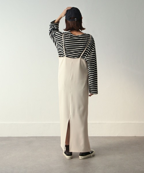 Chillfar(チルファー)の「ロングキャミワンピース(ワンピース・レディース・グレー/ブラック/カーキ/アイボリー/ダークブラウン・LARGE/MEDIUM)」の11枚目の写真