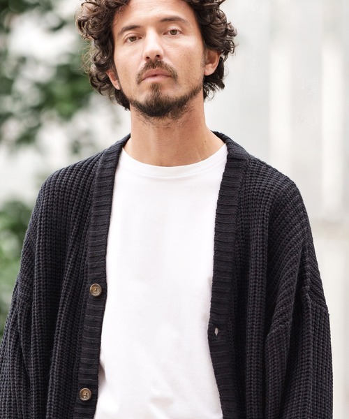 CAMBIO(カンビオ)の「mcg3159-AZEAMI 5G Loose Knit Cardigan カーディガン(カーディガン/ボレロ・メンズ・ブラックミックス/グリーン/ブラック/グレー・M/L)」の10枚目の写真