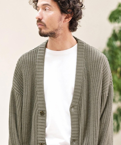 CAMBIO(カンビオ)の「mcg3159-AZEAMI 5G Loose Knit Cardigan カーディガン(カーディガン/ボレロ・メンズ・ブラックミックス/グリーン/ブラック/グレー・M/L)」の14枚目の写真