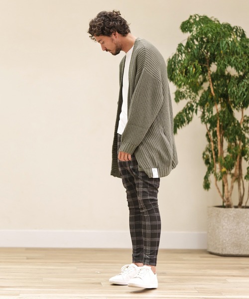 CAMBIO(カンビオ)の「mcg3159-AZEAMI 5G Loose Knit Cardigan カーディガン(カーディガン/ボレロ・メンズ・ブラックミックス/グリーン/ブラック/グレー・M/L)」の16枚目の写真