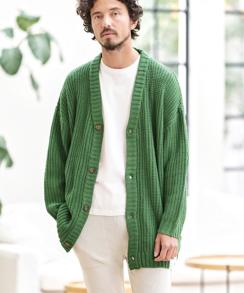 CAMBIO(カンビオ)の「mcg3159-AZEAMI 5G Loose Knit Cardigan カーディガン(カーディガン/ボレロ・メンズ・ブラックミックス/グリーン/ブラック/グレー・M/L)」の17枚目の写真