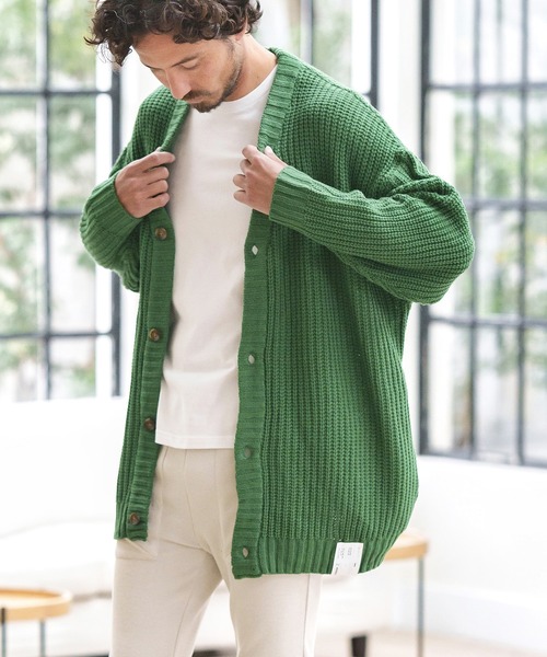 CAMBIO(カンビオ)の「mcg3159-AZEAMI 5G Loose Knit Cardigan カーディガン(カーディガン/ボレロ・メンズ・ブラックミックス/グリーン/ブラック/グレー・M/L)」の18枚目の写真