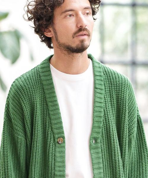 CAMBIO(カンビオ)の「mcg3159-AZEAMI 5G Loose Knit Cardigan カーディガン(カーディガン/ボレロ・メンズ・ブラックミックス/グリーン/ブラック/グレー・M/L)」の19枚目の写真