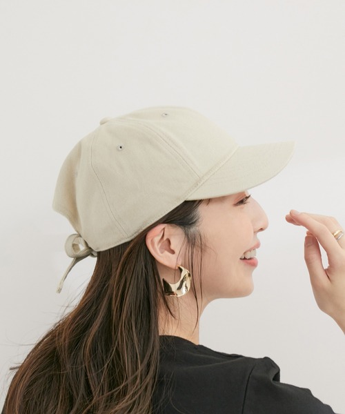 VIS（ビス）の「バックリボンキャンバスキャップ（キャップ・レディース・ベージュ系その他2/ブラック/キナリ・FREE）」の3枚目の写真