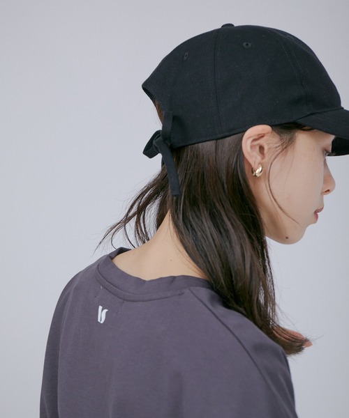 VIS（ビス）の「バックリボンキャンバスキャップ（キャップ・レディース・ベージュ系その他2/ブラック/キナリ・FREE）」の4枚目の写真