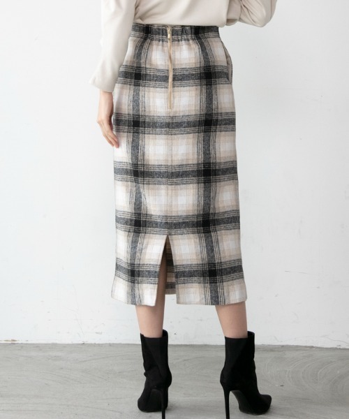 M.deux（エムドゥ）の「◇起毛チェック柄タイトスカート◇（スカート・レディース・ピンク/ブラック・MEDIUM）」の10枚目の写真