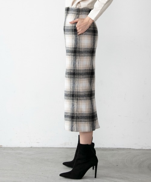 M.deux（エムドゥ）の「◇起毛チェック柄タイトスカート◇（スカート・レディース・ピンク/ブラック・MEDIUM）」の9枚目の写真