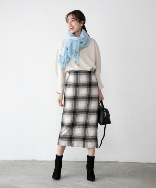 M.deux（エムドゥ）の「◇起毛チェック柄タイトスカート◇（スカート・レディース・ピンク/ブラック・MEDIUM）」の7枚目の写真