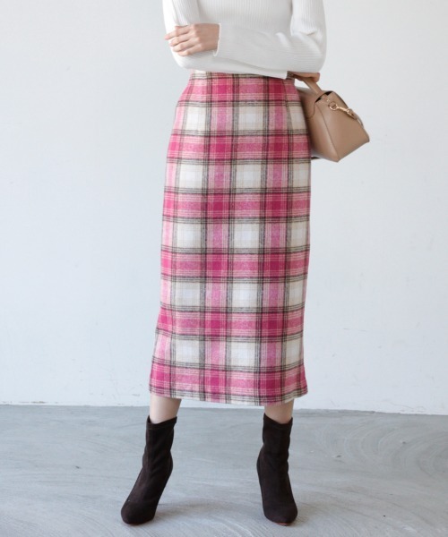 M.deux（エムドゥ）の「◇起毛チェック柄タイトスカート◇（スカート・レディース・ピンク/ブラック・MEDIUM）」の15枚目の写真