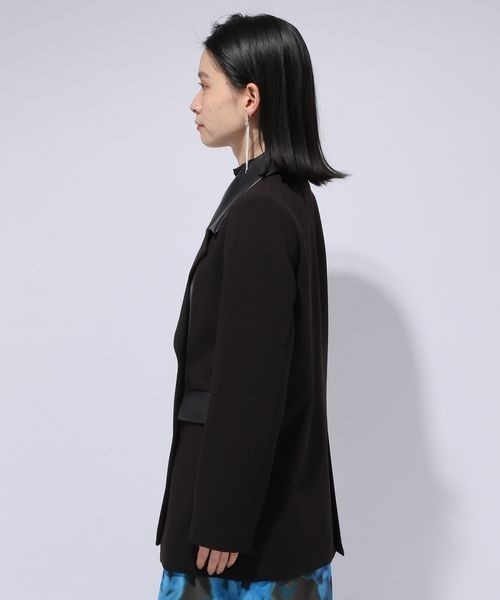 HARE（ハレ）の「フェイクレザーレザーキリカエジャケット(HARE)（テーラードジャケット・レディース・ブラック/アイボリー/ブラック系その他/ネイビー・FREE）」の18枚目の写真