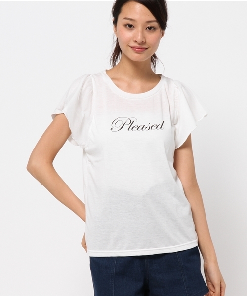 one after another NICE CLAUP(ワンアフターアナザーナイスクラップ)の「【non-no8月号掲載 ナイスクラップ】袖チュールプリントTシャツ(Tシャツ/カットソー・レディース・オフホワイト/イエロー/ネイビー/グレー・FREE)」の13枚目の写真