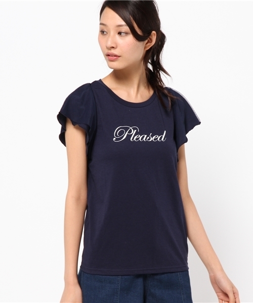 one after another NICE CLAUP(ワンアフターアナザーナイスクラップ)の「【non-no8月号掲載 ナイスクラップ】袖チュールプリントTシャツ(Tシャツ/カットソー・レディース・オフホワイト/イエロー/ネイビー/グレー・FREE)」の3枚目の写真