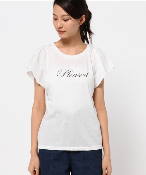 one after another NICE CLAUP(ワンアフターアナザーナイスクラップ)の「【non-no8月号掲載 ナイスクラップ】袖チュールプリントTシャツ(Tシャツ/カットソー・レディース・オフホワイト/イエロー/ネイビー/グレー・FREE)」の5枚目の写真