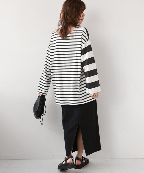 JOURNAL STANDARD relume（ジャーナルスタンダード　レリューム）の「《追加》マルチボーダークルーネックTEE（Tシャツ/カットソー・レディース・ホワイト/ピンク/ライトグリーン・FREE）」の8枚目の写真