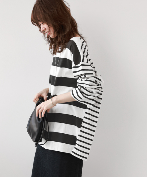 JOURNAL STANDARD relume（ジャーナルスタンダード　レリューム）の「《追加》マルチボーダークルーネックTEE（Tシャツ/カットソー・レディース・ホワイト/ピンク/ライトグリーン・FREE）」の12枚目の写真