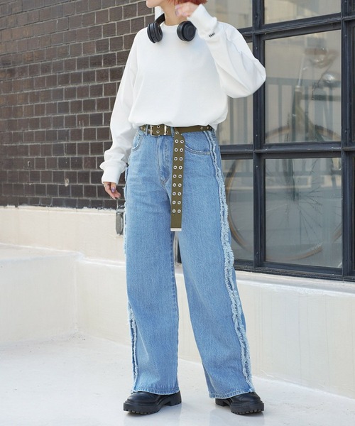 PBLIM（ページボーイリム）の「PBLIM/ベーシックロゴロンT（Tシャツ/カットソー・レディース・オフホワイト/ブラック・MEDIUM/LARGE）」の5枚目の写真