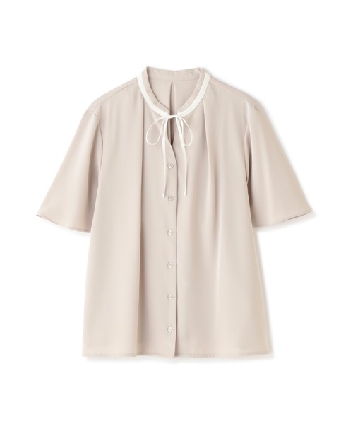N.(N. Natural Beauty Basic)(エヌエヌナチュラルビューティーベーシック)の「◆バイカラーリボンブラウス(シャツ/ブラウス・レディース・ナチュラル/ライトベージュ/ドット/ライトグリーン・MEDIUM)」の7枚目の写真