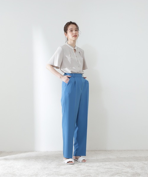 N.(N. Natural Beauty Basic)(エヌエヌナチュラルビューティーベーシック)の「◆バイカラーリボンブラウス(シャツ/ブラウス・レディース・ナチュラル/ライトベージュ/ドット/ライトグリーン・MEDIUM)」の15枚目の写真