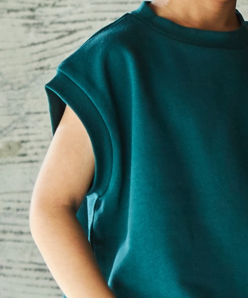 PAIRMANON STREET（ペアマノンストリート）の「【PAIRMANON STREET】【サラッとスウェット】ビッグシルエット スウェットベスト（Tシャツ/カットソー・キッズ・ブラック/ブルー/グリーン/モカ・90/100/110/120/130/140/150）」の9枚目の写真