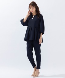 パンツ【セットアップ対応】ウエストリボンテーパードパンツ
