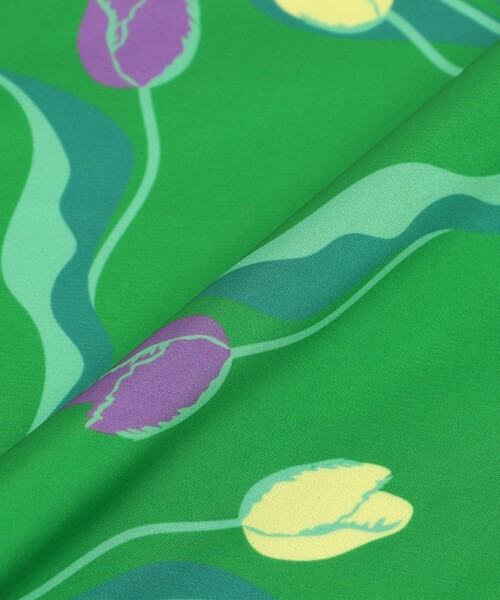 Casselini（キャセリーニ）の「Casselini: パッチワーク プリント スカーフ（バンダナ/スカーフ・レディース・ブラウン/グリーン・ONE SIZE）」の4枚目の写真