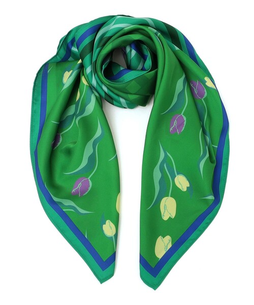 Casselini（キャセリーニ）の「Casselini: パッチワーク プリント スカーフ（バンダナ/スカーフ・レディース・ブラウン/グリーン・ONE SIZE）」の5枚目の写真