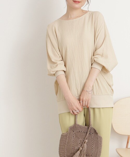 DRESKIP（ドレスキップ）の「◆【くしゅっと感がたまらない】シボシボドルマンブラウス（シャツ/ブラウス・レディース・オレンジ/ネイビー/ライトブルー/レモンイエロー/ナチュラル/オフホワイト・00）」の3枚目の写真