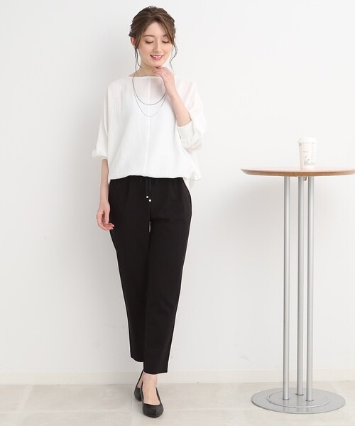 DRESKIP（ドレスキップ）の「◆【くしゅっと感がたまらない】シボシボドルマンブラウス（シャツ/ブラウス・レディース・オレンジ/ネイビー/ライトブルー/レモンイエロー/ナチュラル/オフホワイト・00）」の8枚目の写真