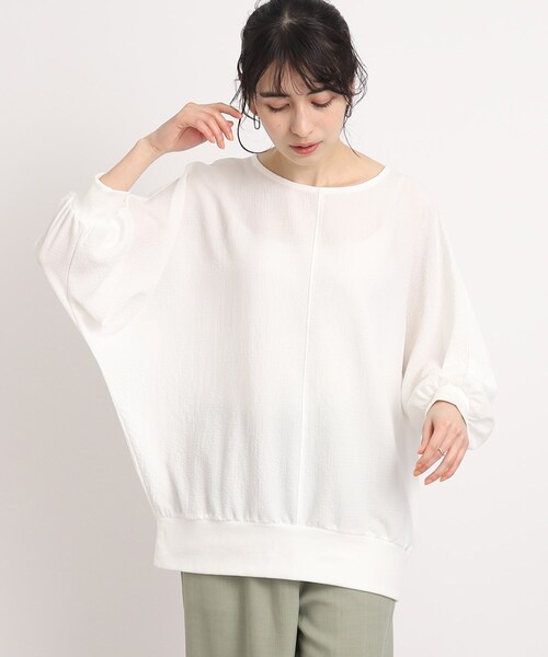 DRESKIP（ドレスキップ）の「◆【くしゅっと感がたまらない】シボシボドルマンブラウス（シャツ/ブラウス・レディース・オレンジ/ネイビー/ライトブルー/レモンイエロー/ナチュラル/オフホワイト・00）」の11枚目の写真