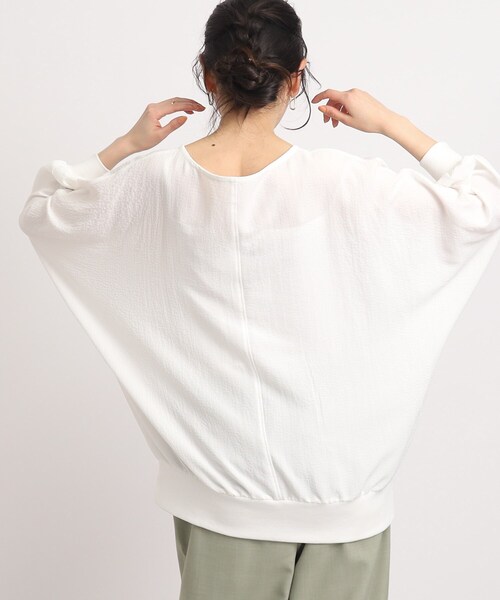 DRESKIP（ドレスキップ）の「◆【くしゅっと感がたまらない】シボシボドルマンブラウス（シャツ/ブラウス・レディース・オレンジ/ネイビー/ライトブルー/レモンイエロー/ナチュラル/オフホワイト・00）」の13枚目の写真