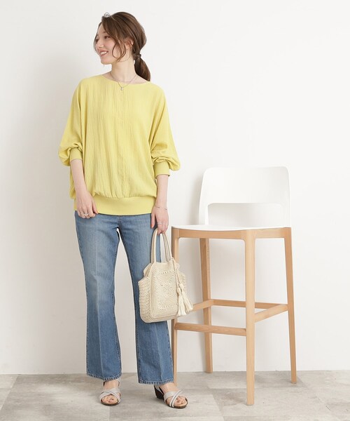 DRESKIP（ドレスキップ）の「◆【くしゅっと感がたまらない】シボシボドルマンブラウス（シャツ/ブラウス・レディース・オレンジ/ネイビー/ライトブルー/レモンイエロー/ナチュラル/オフホワイト・00）」の14枚目の写真