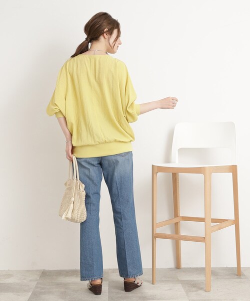 DRESKIP（ドレスキップ）の「◆【くしゅっと感がたまらない】シボシボドルマンブラウス（シャツ/ブラウス・レディース・オレンジ/ネイビー/ライトブルー/レモンイエロー/ナチュラル/オフホワイト・00）」の16枚目の写真