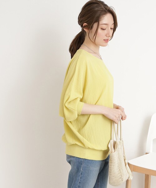 DRESKIP（ドレスキップ）の「◆【くしゅっと感がたまらない】シボシボドルマンブラウス（シャツ/ブラウス・レディース・オレンジ/ネイビー/ライトブルー/レモンイエロー/ナチュラル/オフホワイト・00）」の18枚目の写真