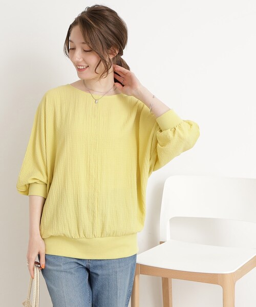 DRESKIP（ドレスキップ）の「◆【くしゅっと感がたまらない】シボシボドルマンブラウス（シャツ/ブラウス・レディース・オレンジ/ネイビー/ライトブルー/レモンイエロー/ナチュラル/オフホワイト・00）」の19枚目の写真