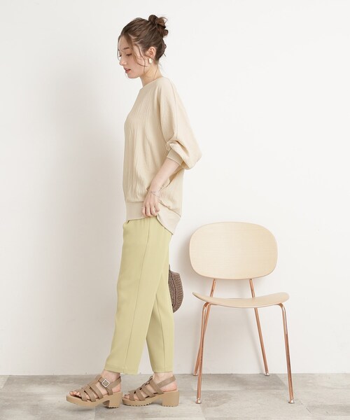 DRESKIP（ドレスキップ）の「◆【くしゅっと感がたまらない】シボシボドルマンブラウス（シャツ/ブラウス・レディース・オレンジ/ネイビー/ライトブルー/レモンイエロー/ナチュラル/オフホワイト・00）」の21枚目の写真