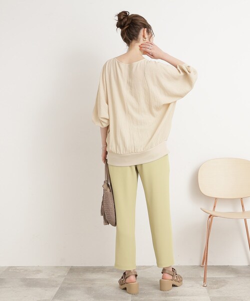 DRESKIP（ドレスキップ）の「◆【くしゅっと感がたまらない】シボシボドルマンブラウス（シャツ/ブラウス・レディース・オレンジ/ネイビー/ライトブルー/レモンイエロー/ナチュラル/オフホワイト・00）」の22枚目の写真