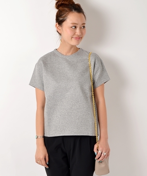 SHIPS for women（シップスフォーウィメン）の「★★ダンボールハイネック プルオーバー ショートスリーブ（Tシャツ/カットソー・レディース・ライトグレー/ライトブルー/オフホワイト・38/36）」の3枚目の写真