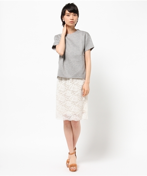 SHIPS for women（シップスフォーウィメン）の「★★ダンボールハイネック プルオーバー ショートスリーブ（Tシャツ/カットソー・レディース・ライトグレー/ライトブルー/オフホワイト・38/36）」の10枚目の写真