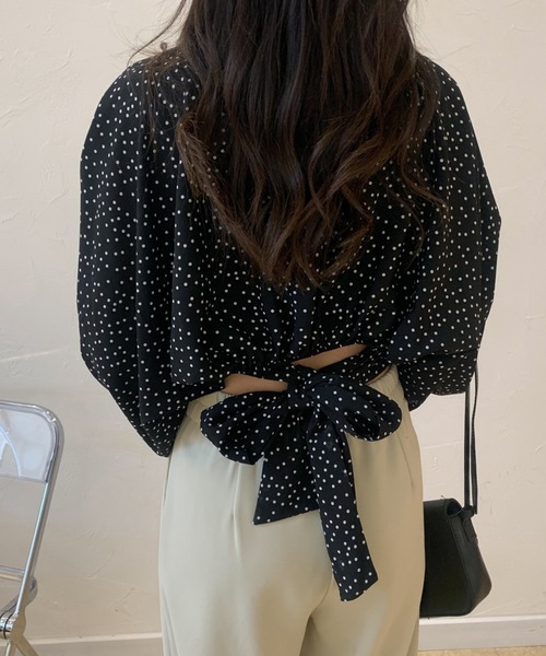 ABITOKYO（アビトーキョー）の「バックリボンドット柄Vネックブラウス（シャツ/ブラウス・レディース・ホワイト/ブラック・FREE）」の11枚目の写真