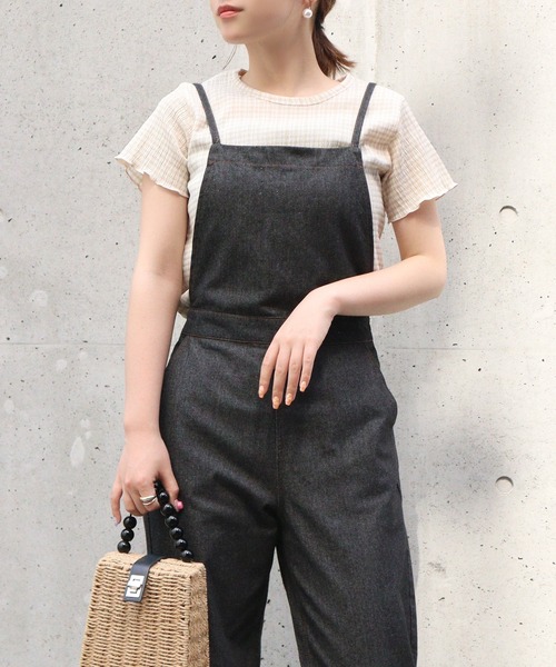Isn't She?(イズントシー)の「ギンガムチェックプルオーバー(Tシャツ/カットソー・レディース・ベージュ/ミント/ブラック・FREE)」の1枚目の写真
