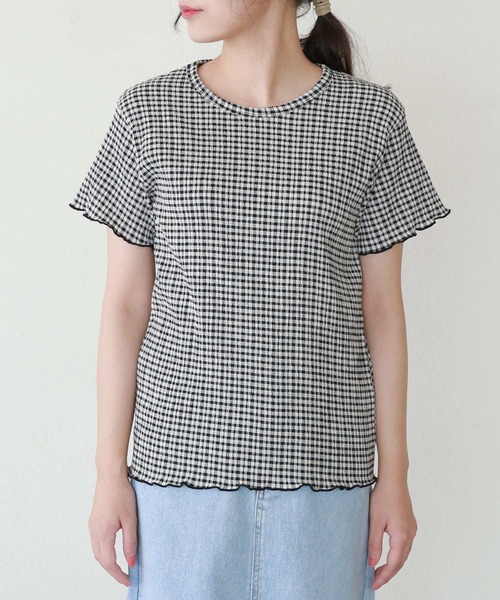 Isn't She?(イズントシー)の「ギンガムチェックプルオーバー(Tシャツ/カットソー・レディース・ベージュ/ミント/ブラック・FREE)」の16枚目の写真