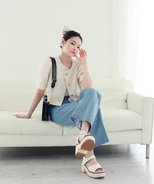 one after another NICE CLAUP(ワンアフターアナザーナイスクラップ)の「【新色追加】ツイードショートジャケット(ノーカラージャケット・レディース・アイボリー/ホワイト/ピンク系その他・FREE)」の10枚目の写真