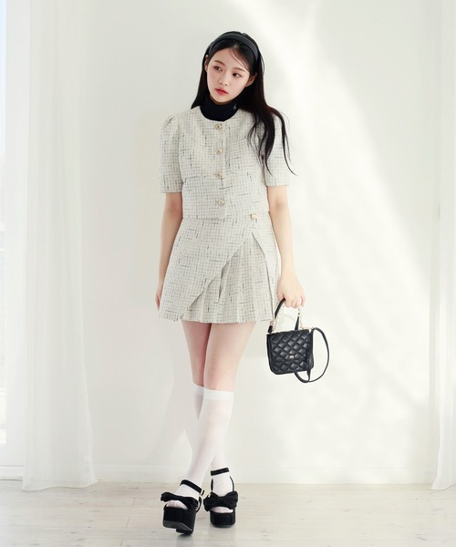 one after another NICE CLAUP(ワンアフターアナザーナイスクラップ)の「【新色追加】ツイードショートジャケット(ノーカラージャケット・レディース・アイボリー/ホワイト/ピンク系その他・FREE)」の16枚目の写真