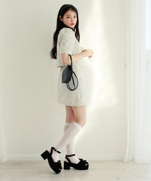 one after another NICE CLAUP(ワンアフターアナザーナイスクラップ)の「【新色追加】ツイードショートジャケット(ノーカラージャケット・レディース・アイボリー/ホワイト/ピンク系その他・FREE)」の17枚目の写真