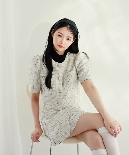 one after another NICE CLAUP(ワンアフターアナザーナイスクラップ)の「【新色追加】ツイードショートジャケット(ノーカラージャケット・レディース・アイボリー/ホワイト/ピンク系その他・FREE)」の18枚目の写真