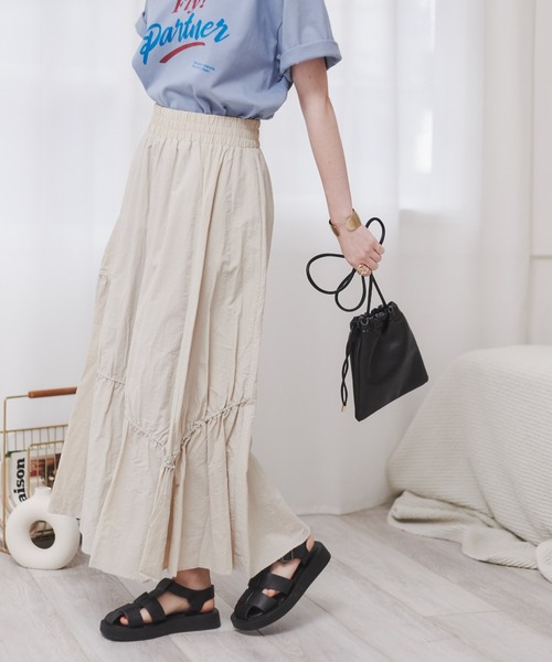 ANGIE（アンジー）の「ドロストフレアスカート（スカート・レディース・ブルー/ナチュラル/ブラック・FREE）」の10枚目の写真