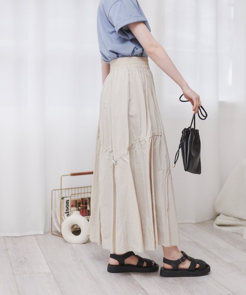 ANGIE（アンジー）の「ドロストフレアスカート（スカート・レディース・ブルー/ナチュラル/ブラック・FREE）」の14枚目の写真