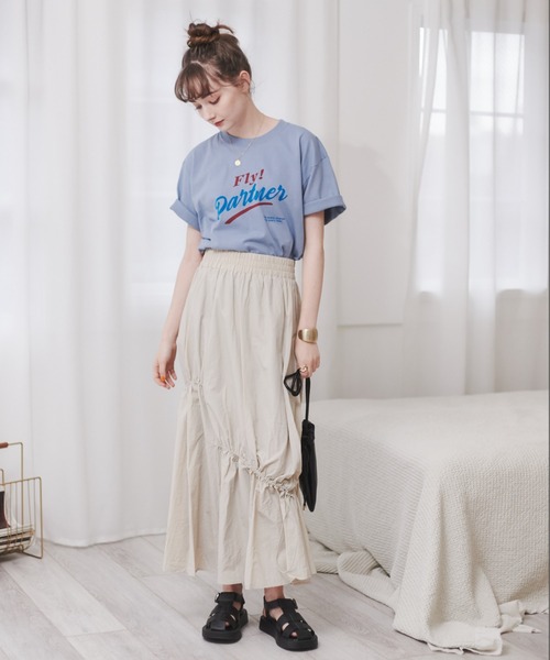 ANGIE（アンジー）の「ドロストフレアスカート（スカート・レディース・ブルー/ナチュラル/ブラック・FREE）」の8枚目の写真