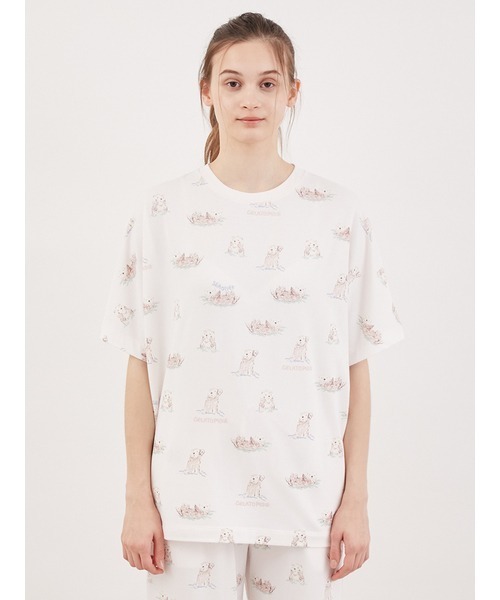 gelato pique（ジェラートピケ）の「ラッコ柄Tシャツ（ルームウェア